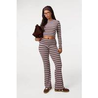 Pink Vanilla Women's Ivory Stripe Crew Neck Top | Size: Small