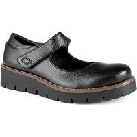 Pavers Women's Wedge Heel Touch Fasten Mary Janes in Black | Size: 8