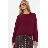 Hiccup Women's Button Detailed Knit Sweater in Burgundy | Size: Large