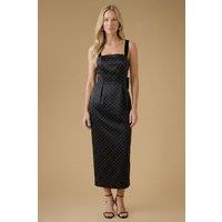 Oasis Women's Polkadot Bow Back Occasion Midaxi Dress in Mono | Size: 16