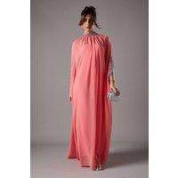 Coast Women's Chiffon Cape Style Sequin Maxi Dress in Coral | Size: 14
