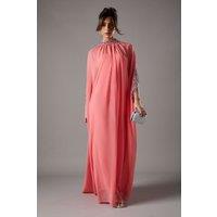 Coast Women's Chiffon Cape Style Sequin Maxi Dress in Coral | Size: 16