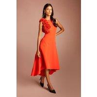 Coast Women's Petite 3D Corsage High Low Dress in Flame Red | Size: 4