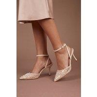 Coast Women's Maria Faux Leather Sequin Embellished Stiletto Court Shoes in Beige | Size: 7