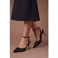 Coast Women's Maria Faux Leather Sequin Embellished Stiletto Court Shoes in Black | Size: 4