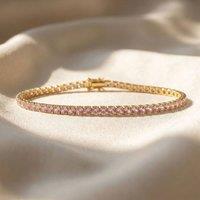 Harfi Women's Pink Tourmaline October Birthstone Tennis Bracelet in Gold | Size: 7 inches