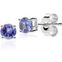 Gemondo Women's Classic Round Tanzanite Stud Earrings in 9ct White Gold 3.5mm in Blue