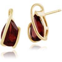 Gemondo Women's Classic Pear Garnet Stud Earrings in 9ct Yellow Gold in Red