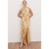 Anaya with Love Women's Floral Print One Shoulder Maxi Dress in Yellow | Size: 18