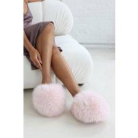 Where's That From Women's 'Keira' Ultimate Fluffy Faux Fur Mule Slippers in Pink | Size: 8