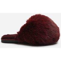 Where's That From Women's 'Keira' Ultimate Fluffy Faux Fur Mule Slippers in Burgundy | Size: 6