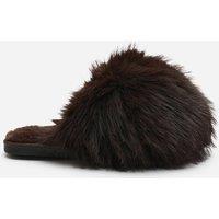 Where's That From Women's 'Keira' Ultimate Fluffy Faux Fur Mule Slippers in Dark Brown | Size: 5