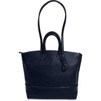 SADDLER Women's 'Victoria' Zip Top Handmade Oversize East West Tote Bag in Navy