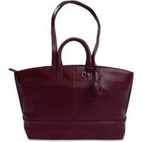 SADDLER Women's 'Victoria' Zip Top Handmade Oversize East West Tote Bag in Burgundy