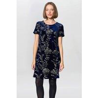 Gina Bacconi Women's Cleopatra Embroidered Velvet Dress in Navy | Size: 10
