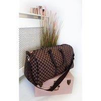 IKRUSH Women's Indigo Checked Print Overnight Bag in Light Brown