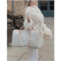 IKRUSH Women's Indigo Checked Print Overnight Bag in White