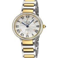 GV2 Rome Brillante Women's Diamond Swiss Quaratz IPYG 2-Tone Watch Silver