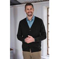 WoolOvers Men's Cashmere & Merino V Neck Cardigan in Black | Size: Small