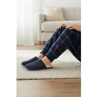 Silver Street London Men's Smithfield Premium Suede Leather Fleece Lined Winter Slippers in Navy | Size: 11