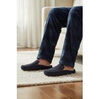 Silver Street London Men's Walbrook Premium Suede Leather Fleece Lined Winter Slippers in Navy | Size: 7
