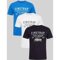 Firetrap Men's 3 Pack Regular Fit Cotton Crew T-Shirts | Size: Large