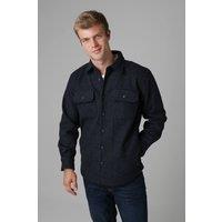 Tokyo Laundry Men's Brushed Back Fleece Long Sleeve Shirt in Dark Blue | Size: Large