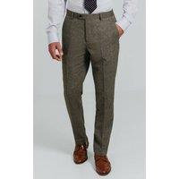 Dobell Men's Sage Green Herringbone Tweed Suit Trousers in Light Green | Size: 40R