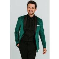 Dobell Men's Dark Green Velvet Slim Fit 2 Piece Tuxedo with Contrast Shawl Lapel | Size: 44R
