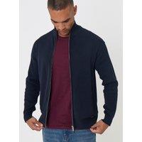 threadbare Men's Knitted Zip Up Funnel Neck Cardigan in Blue | Size: XL
