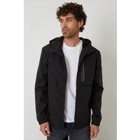 threadbare Men's Showerproof Hooded Microfleece Lined Jacket in Black | Size: Large