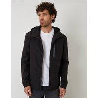 threadbare Men's Showerproof Hooded Microfleece Lined Jacket in Black | Size: XL