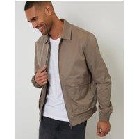 threadbare Men's Showerproof Patch Pocket Zip Up Collared Jacket in Brown | Size: Medium