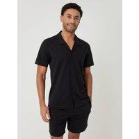 threadbare Men's Shirt & Shorts Lounge Set in Black | Size: Small