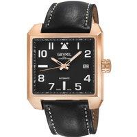 Gevril Men's Herald Square Swiss Automatic SA1000 Black Dial Black Leather Watch