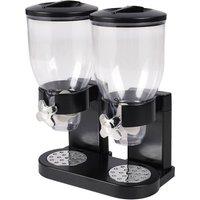 Living and Home Black Countertop Dry Storage Double Container for Pantry Rice and Cereal Food 4L