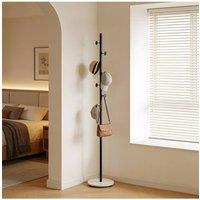 Living and Home 170cm Freestanding Coat Rack with 8 Hooks, Marble Base in Jet Black