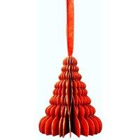 Four Candle Set of 6 Honeycomb Christmas Ornaments with Velvet Ribbon in Red