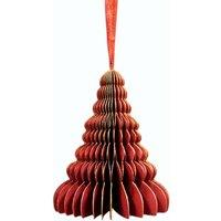 Four Candle Set of 6 Hanging Handmade Burgundy Tree Paper Decorations in Red