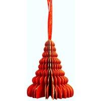 Four Candle Set of 6 Honeycomb Red Paper Christmas Tree Ornaments