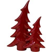 Four Candle Medium Red Ceramic Double Bendy Christmas Tree Ornament 20cm