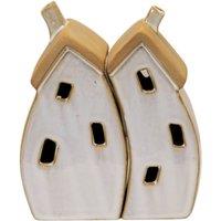 Four Candle Stone Glazed Ceramic Twin House Ornament