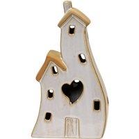 Four Candle Stone Glazed Ceramic Twin House Ornament