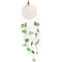 Serenityy Glass Drop Garden Ornament, Green & White chime