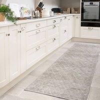 Kukoon Beige Vintage Distressed Runner Rugs Machine Washable Long Hallway Mat in Grey | Size: 60 cm x 240 cm