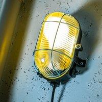 CGC Lighting GINA - Black Oval Metal Cage Bulkhead Wall Or Ceiling Light