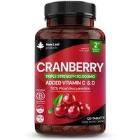 New leaf health Cranberry Tablets Triple Strength 30, 000mg - Enriched With Vitamin C&D 120 Tablets in Red
