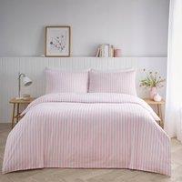 HomeSpace Direct Pencil Stripe Duvet Cover Set in Pink | Size: Double