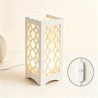 Bright Zeal White 9" LED Flower-Carved Table Lamp Battery/USB Rechargeable