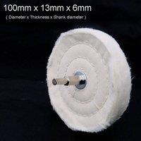 NESTLUNE 2x 100mm Stitched Cotton Buffing Polishing Wheel Mop Drill Kit in White | Size: 10000mm x 520mm